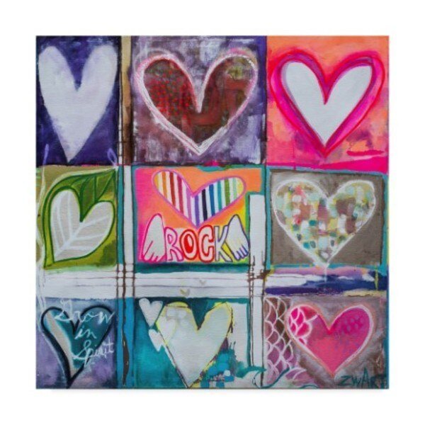 Zwart 'Nine Hearts Nice Lives' Canvas Art, 35x35, Trademark Fine Art, Mfr#: ALI23509-C3535GG